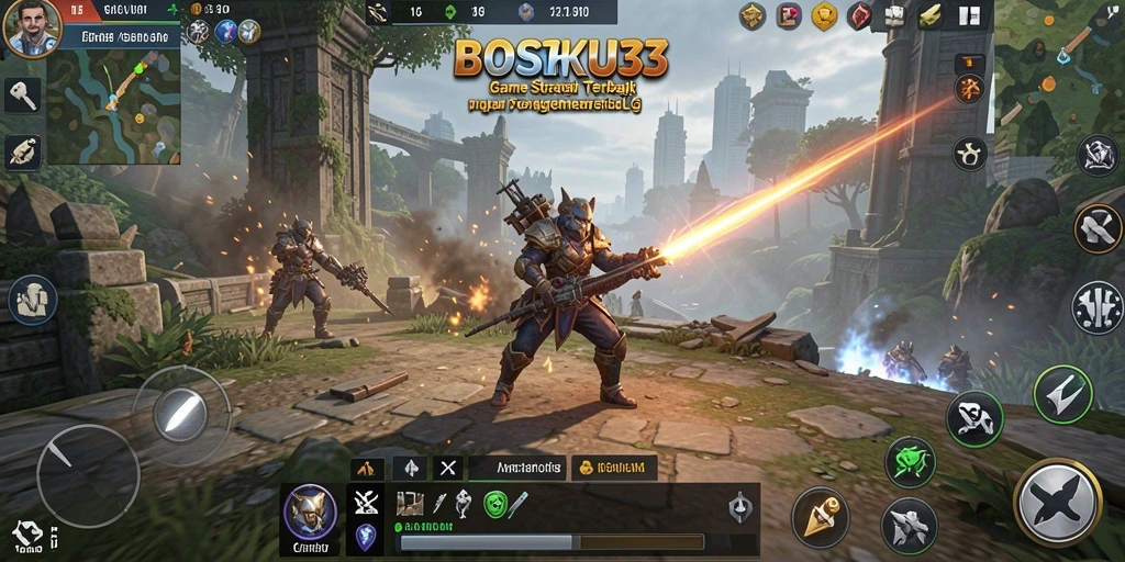 Tangkapan layar gameplay BOSKU33 menampilkan pertempuran strategi mendalam.