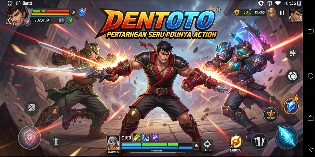 Tangkapan layar DENTOTO menampilkan aksi pertarungan yang intens dan menarik.