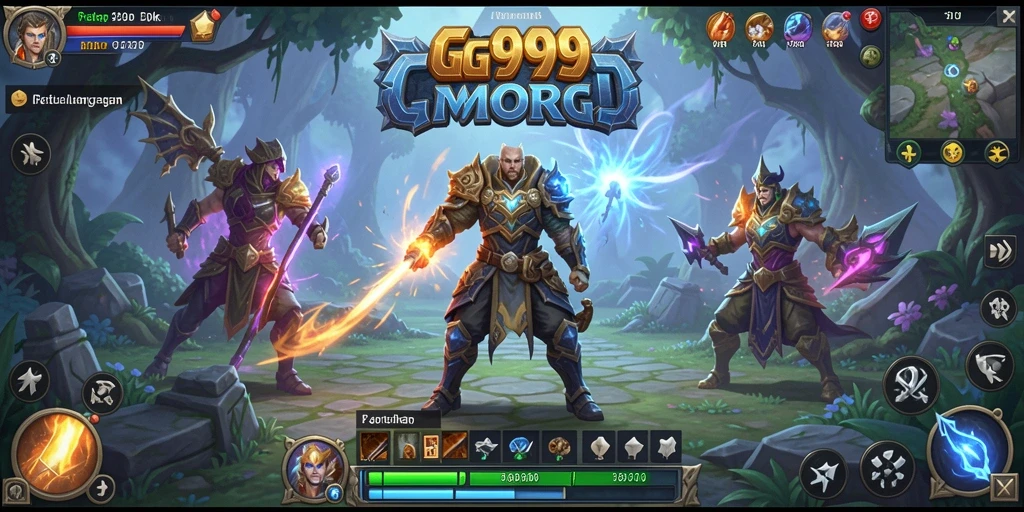 Screenshot gameplay GG999 yang menunjukkan aksi pertarungan seru di MMORPG.