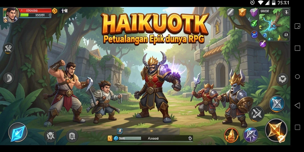 Tampilan gameplay HAIKUOTK menampilkan aksi seru dalam pertarungan RPG.