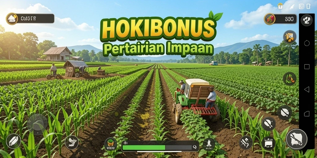 Gameplay HOKIBONUS menampilkan suasana pertanian yang dinamis dan interaktif.