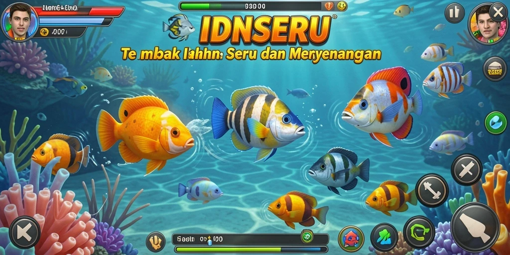 Tampilan gameplay seru di IDNSERU saat menembak ikan.