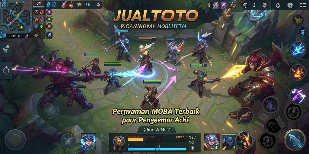 Tampilan strategi dan aksi seru dalam game MOBA JUALTOTO.