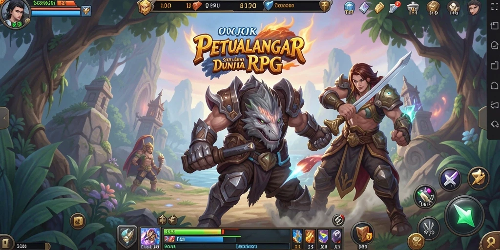 Tampilan tangkapan layar gameplay OKJK yang penuh aksi dan petualangan dalam dunia RPG.