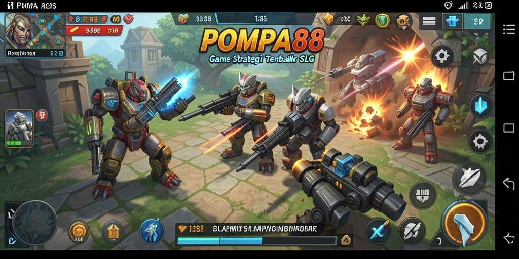 Screenshot utama POMPA88 menampilkan aksi seru permainan strategi.