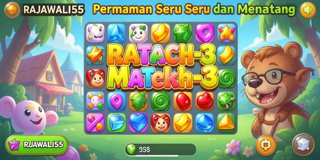 Tampilan gameplay menarik dari RAJAWALI55 yang penuh warna.