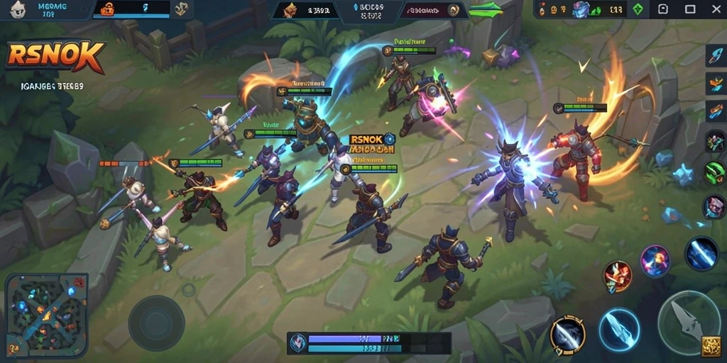 Tampilan gameplay RSNOK yang menegangkan dalam pertarungan MOBA.